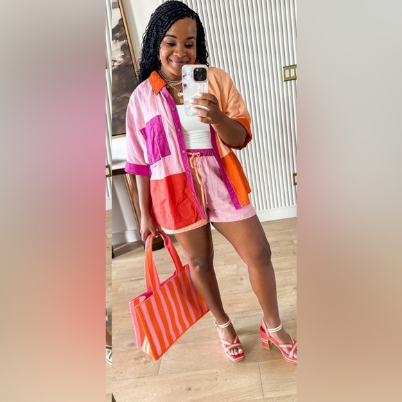 celandine Pants - Anthropologie Vibrant Colorblock Shirt and Shorts Set